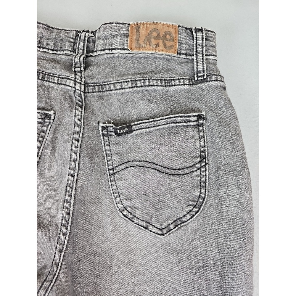 Lee Heritage Inspired Size 4 High Rise Flare Denim Jeans Slit Hem Dusty Black - Picture 8 of 10